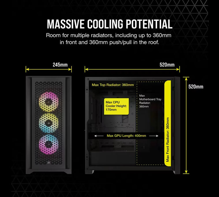 CORSAIR iCUE 5000D RGB Airflow Tempered Glass Mid-Tower Casing - Black
